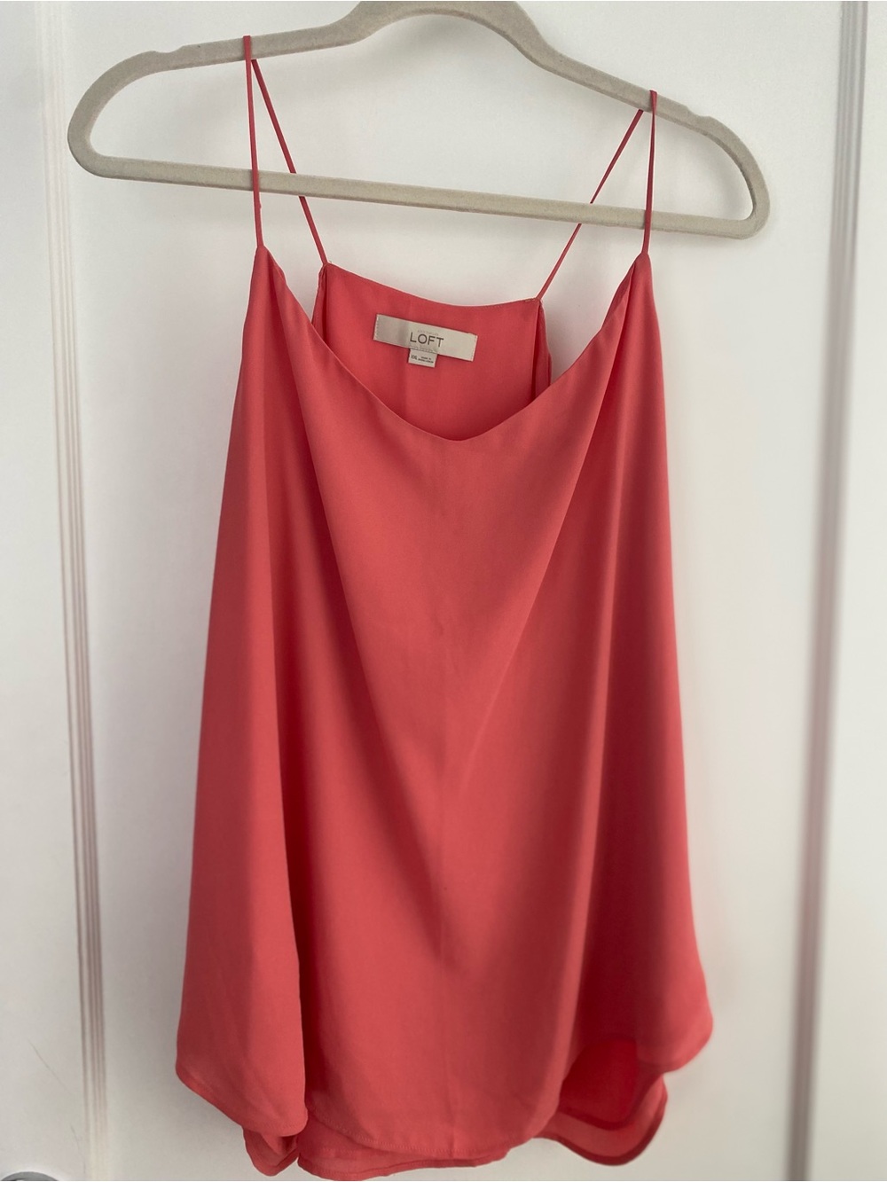 LOFT Coral Pink Spaghetti Strap Cowl Neck Camisole